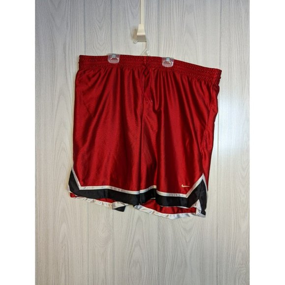 Nike Basketball Reversible Shorts Black Red Nylon Drawstring Men's NO TAG - Picture 3 of 7